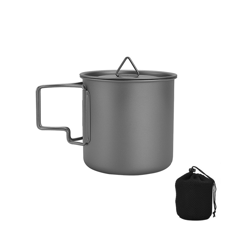 Camping Cooking Meat - Titanium Camping Mug with Folding Handle
