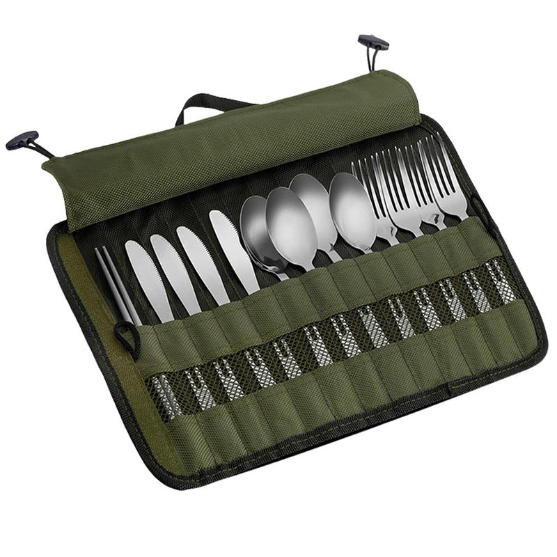 Camping Cooking Utensil Organizer - Outdoor Camping Cutlery Storage Bag Portable
