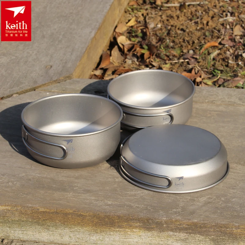 Camping Cooking Meat - Keith 3PCS Titanium Cookware Pans Bowls