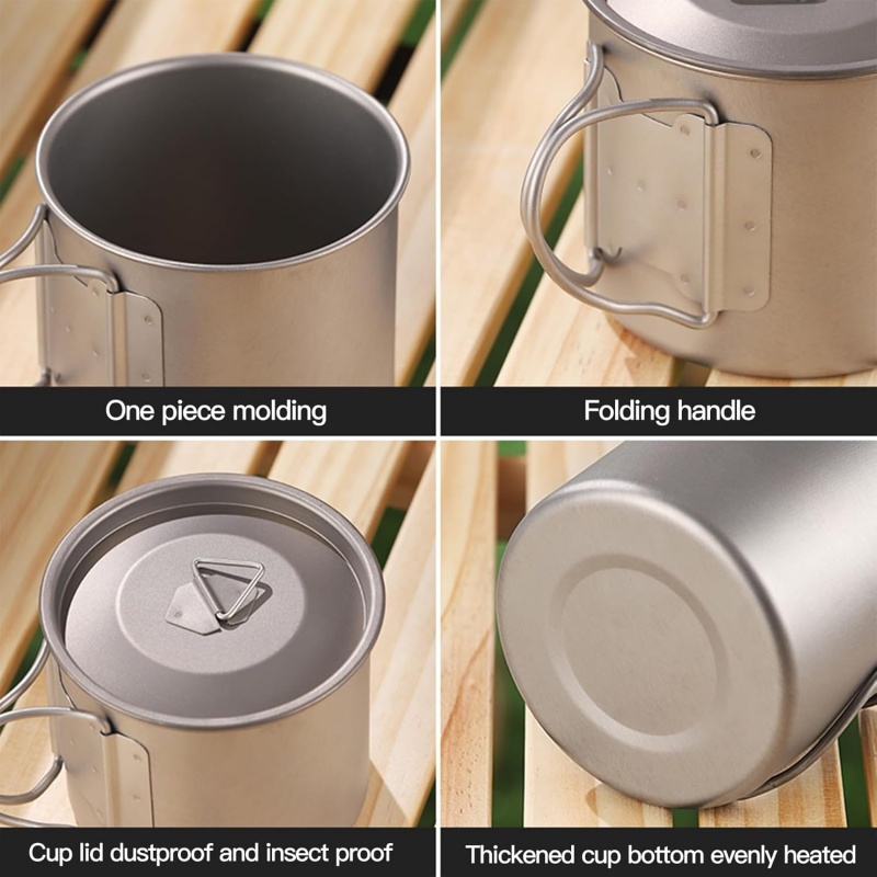 Titanium Camping Mug with Fold - Camping Cooking Meat recension och pris