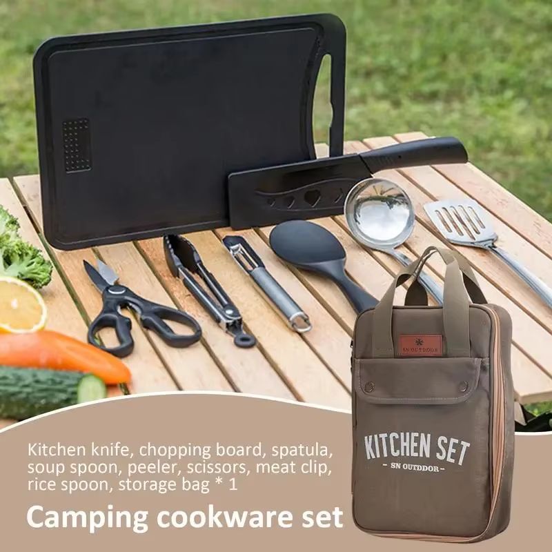 8pcs Camping Kitchen Cookware  - Camping Cooking Utensil Organizer recension och pris