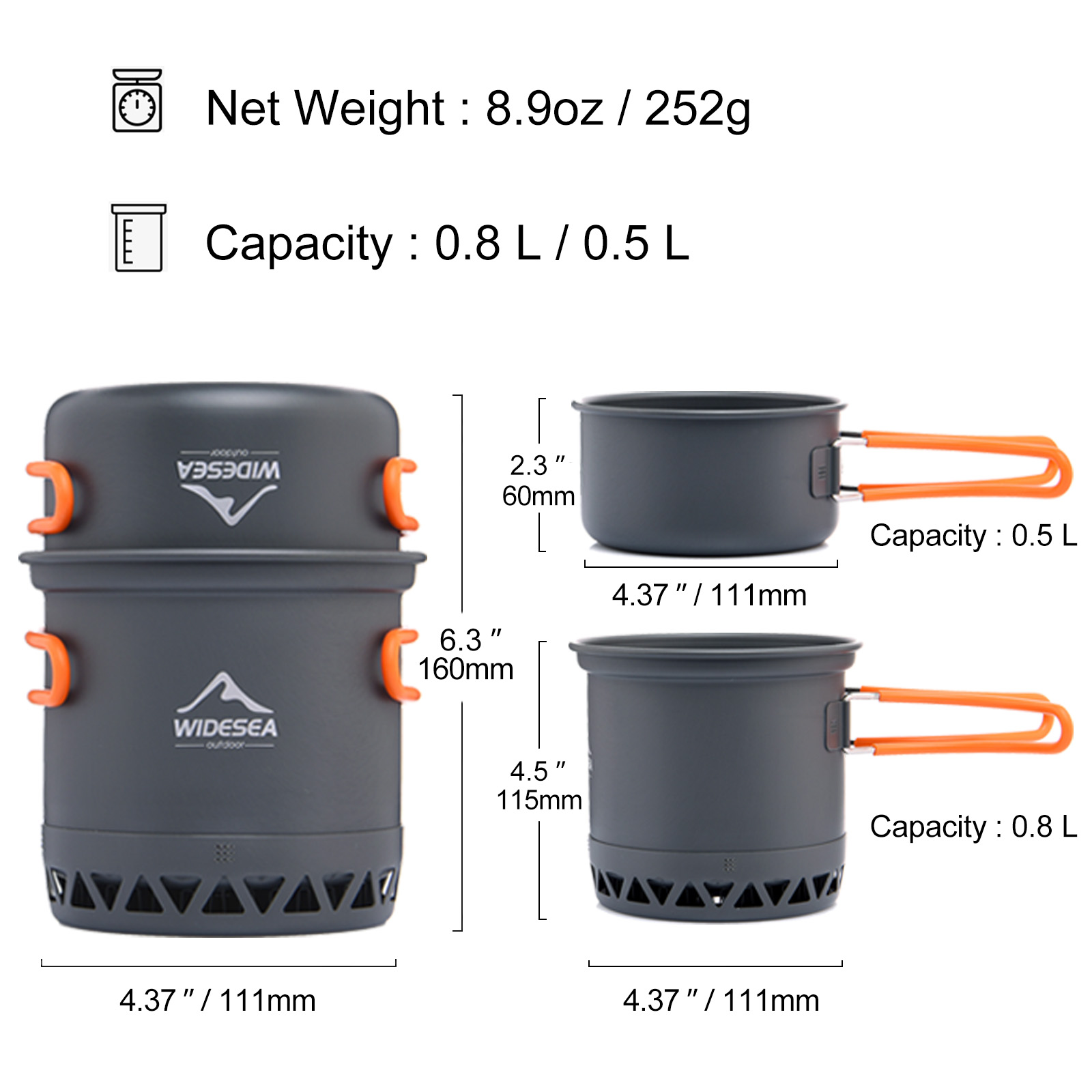 Widesea Camping 1.3L 2.3L Cook - Camping Cooking Set Jetboil recension och pris