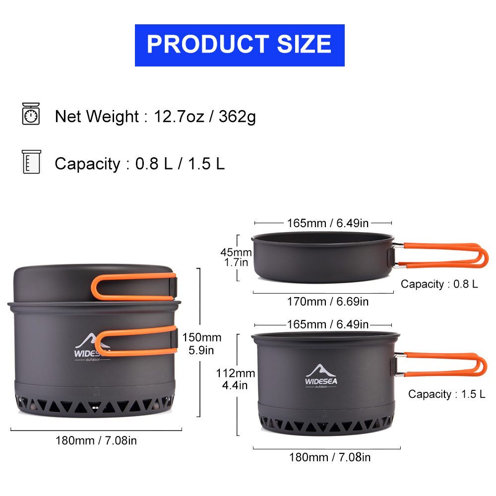 Widesea Camping 1.3L 2.3L Cook - Camping Cooking Set Jetboil recension och pris