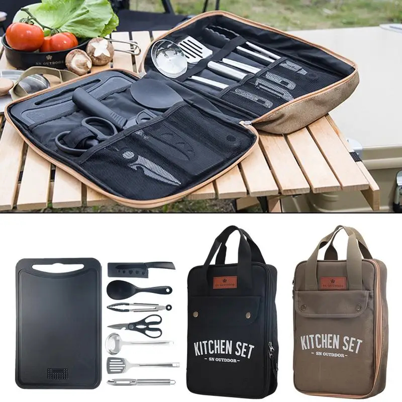 8pcs Camping Kitchen Cookware  - Camping Cooking Utensil Organizer recension och pris