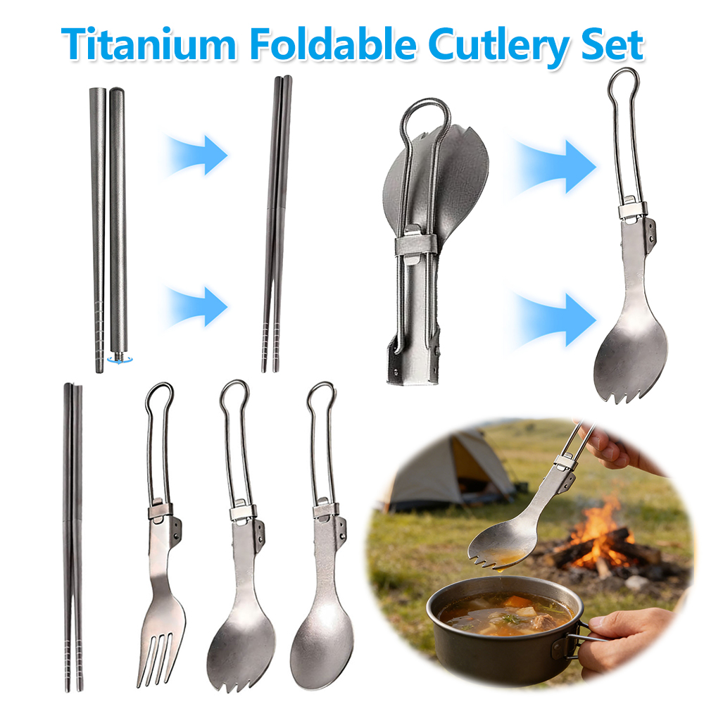 Titanium Foldable Cutlery Set  - Camp Spork Set recension och pris