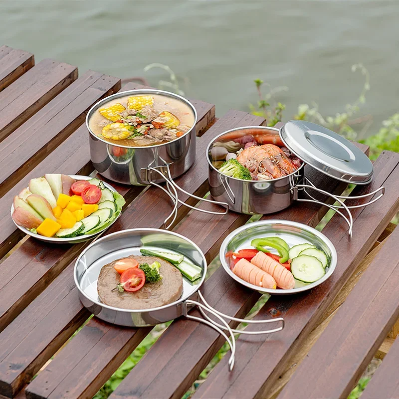 8Pcs Camping Cookware Set Stai - Camping Cooking Plate recension och pris